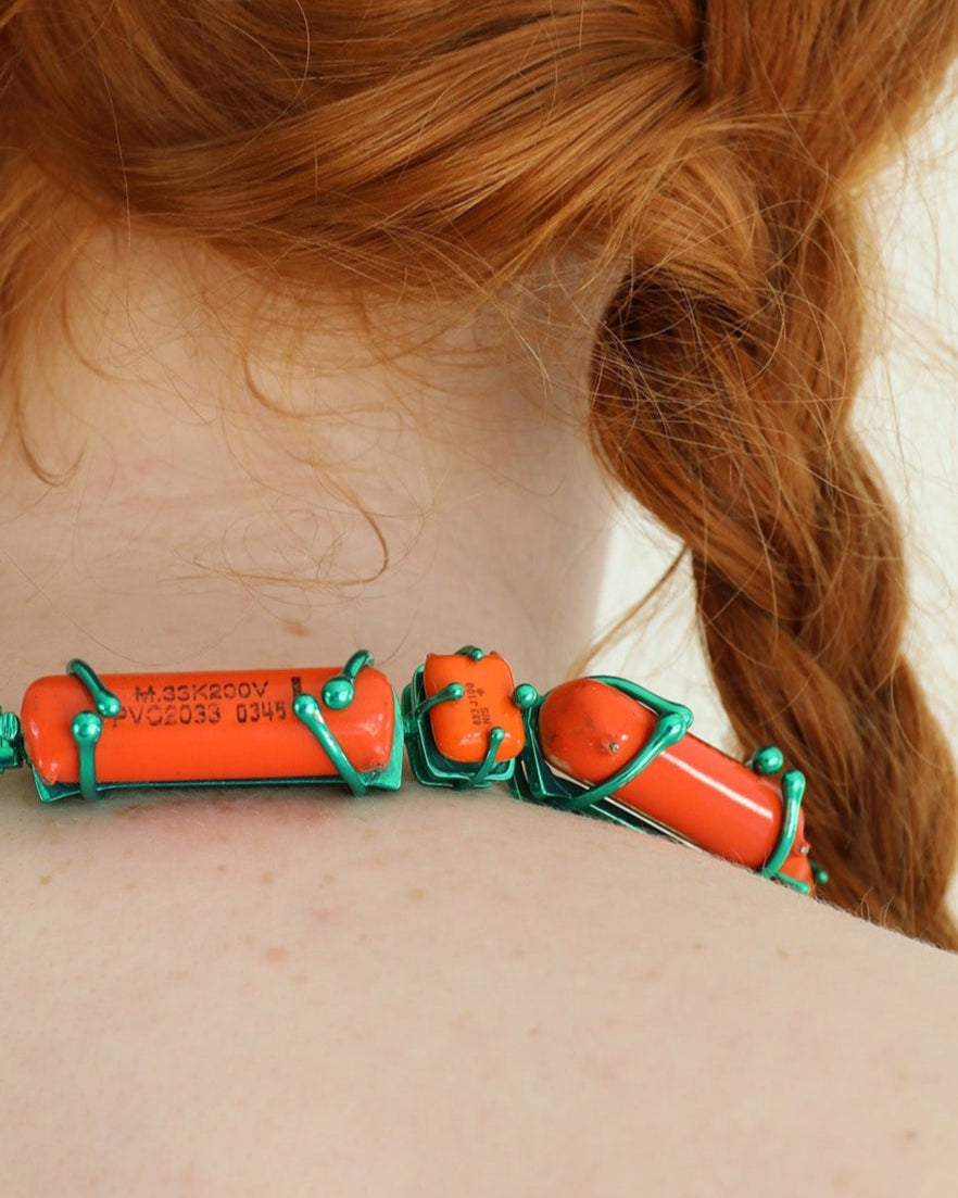 Compressed Choker and Necklace in Silver with E-waste