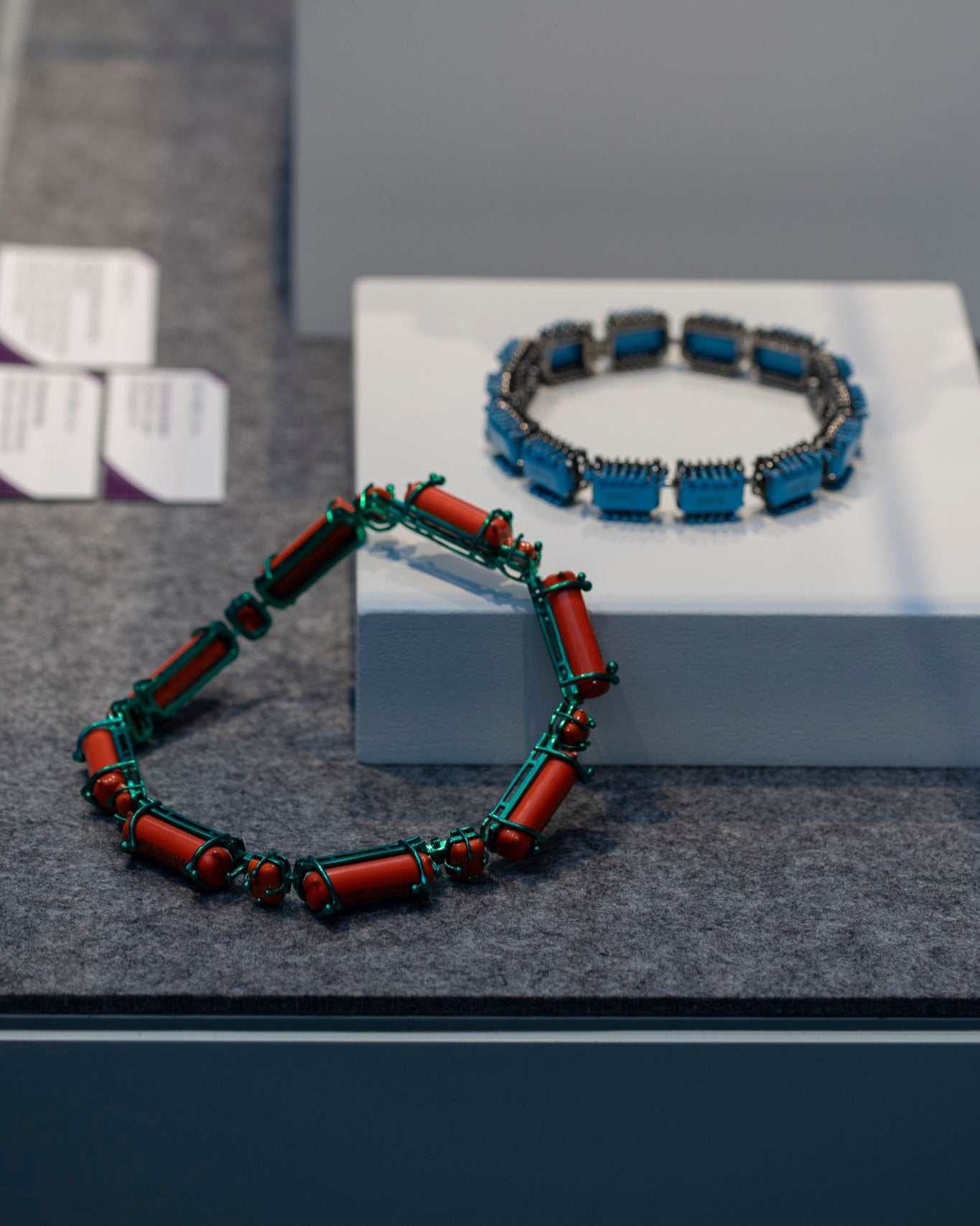 Compressed Choker and Necklace in Silver with E-waste