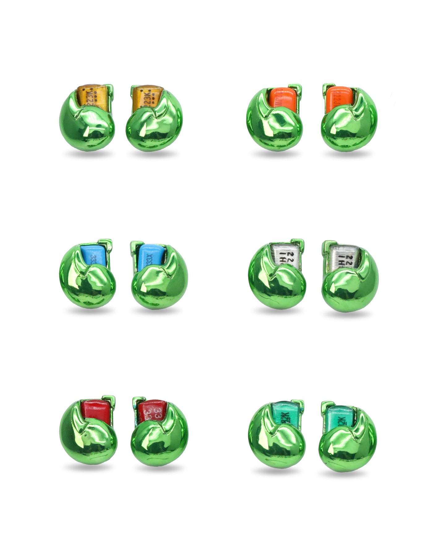 Maze Seashell Earrings & Green Plated