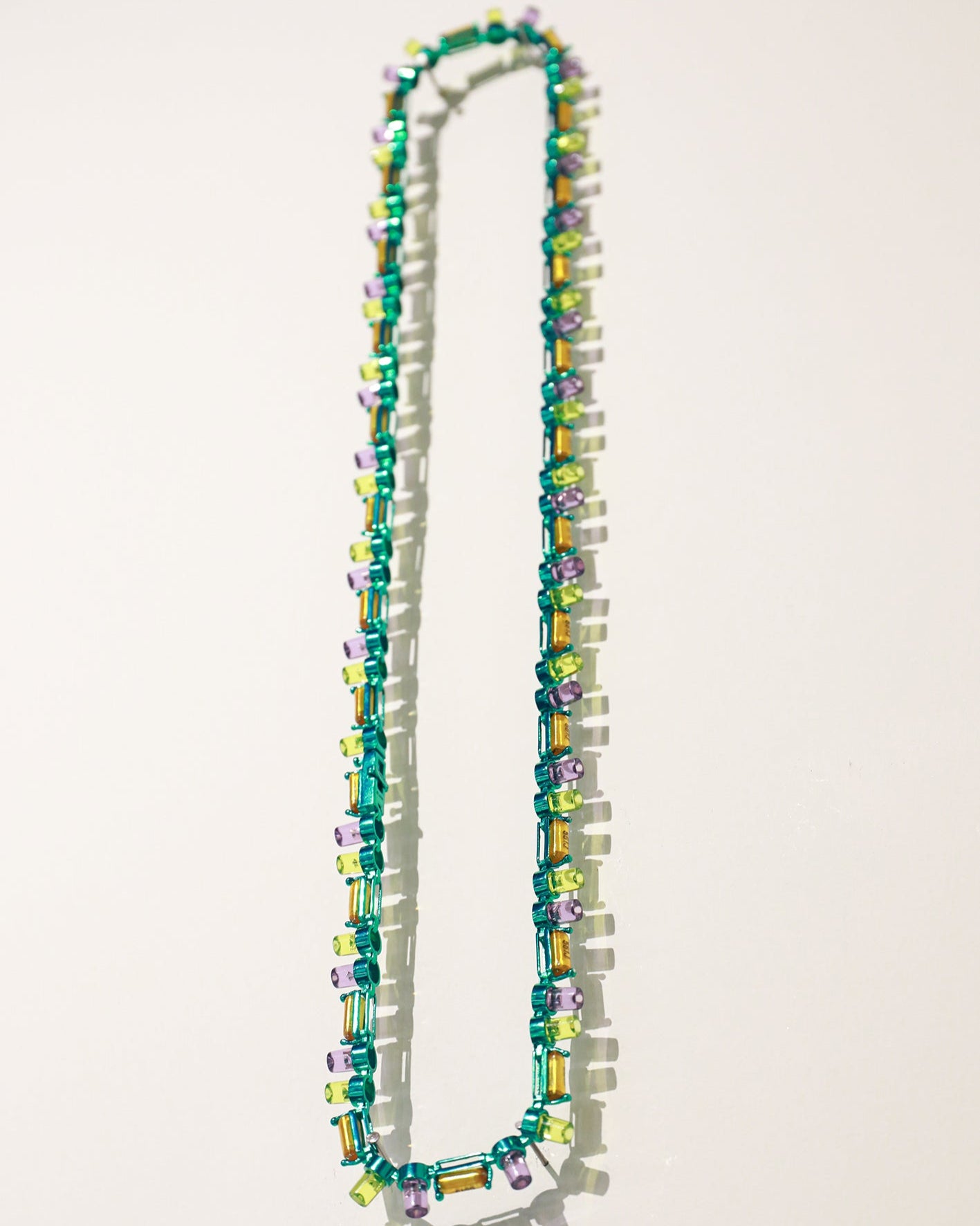 Futuristic Orchard Long Necklace with Purple LED in Silver