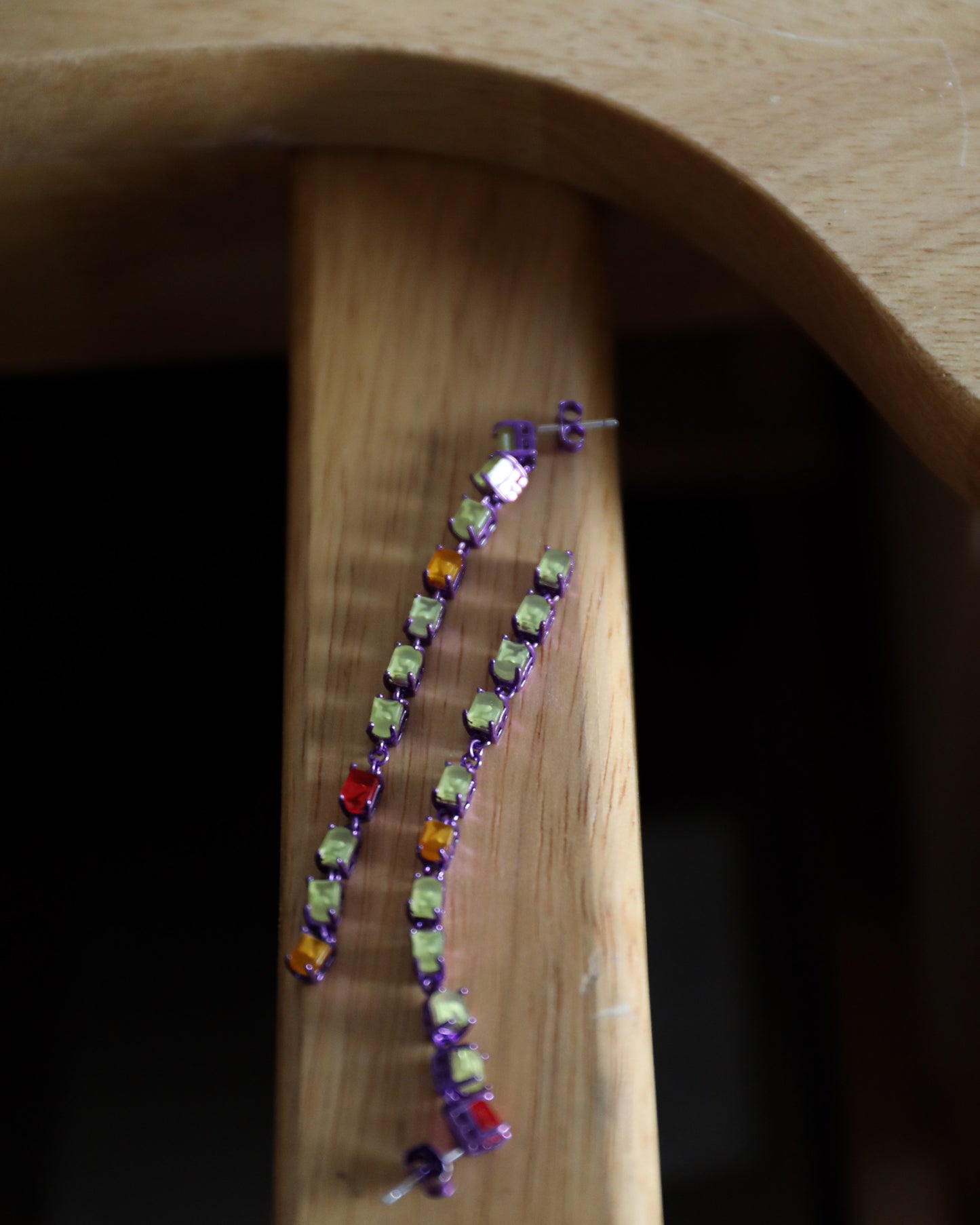 Twilight Maze Purple Earrings in recycled silver with LED