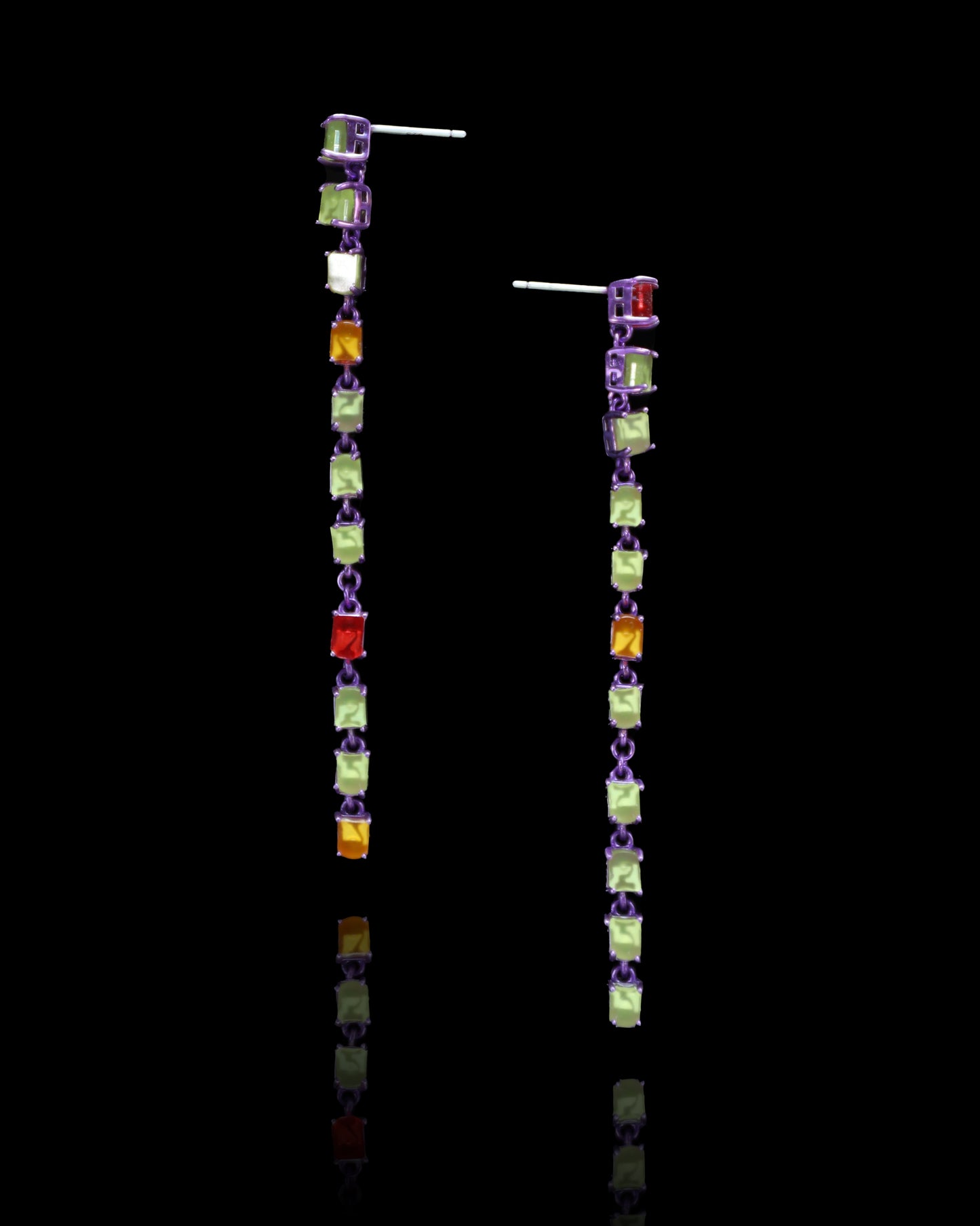 Twilight Maze Purple Earrings in recycled silver with LED