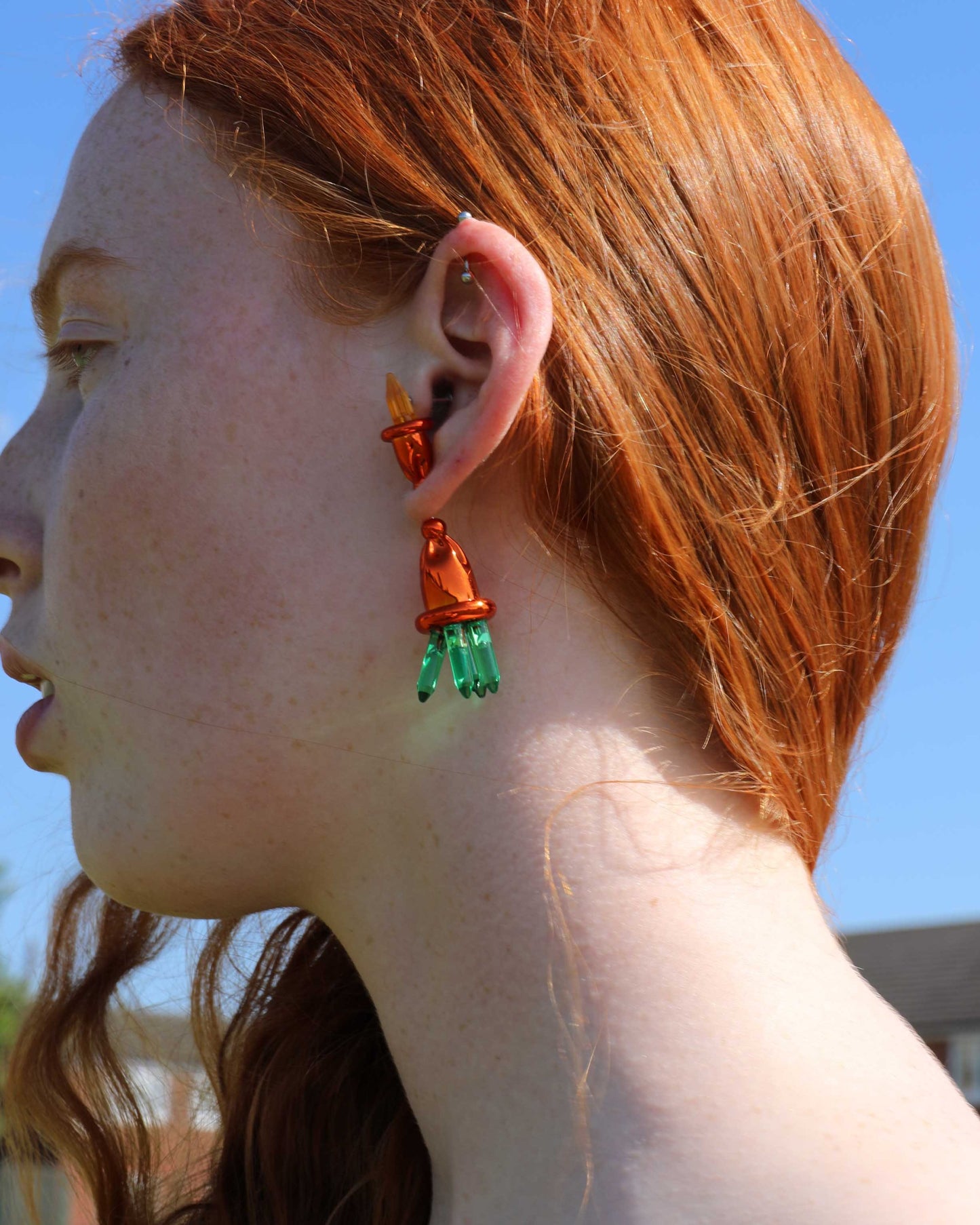 Phygital Wanderlust Orange Earring or Brooch