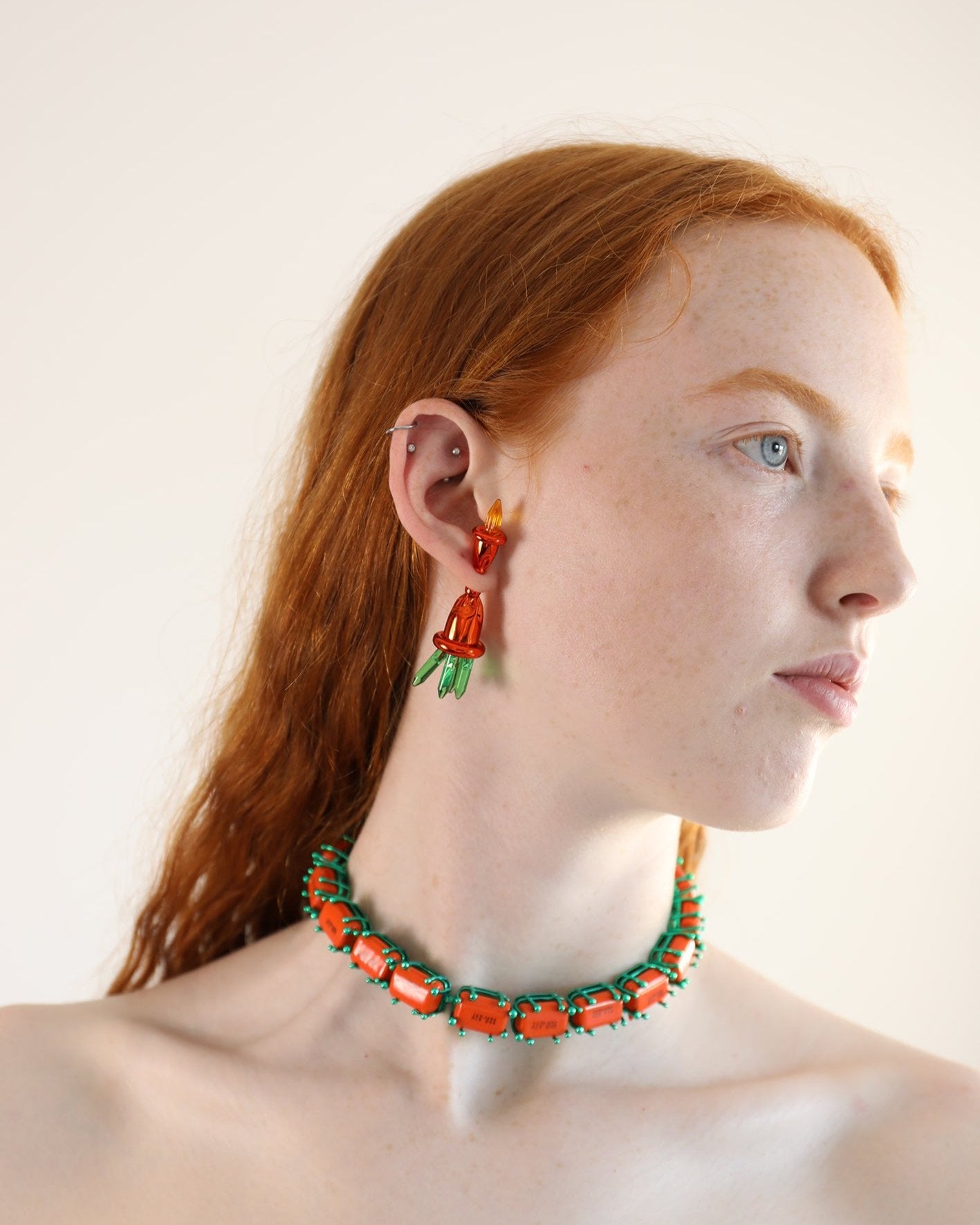 Phygital Wanderlust Orange Earring or Brooch