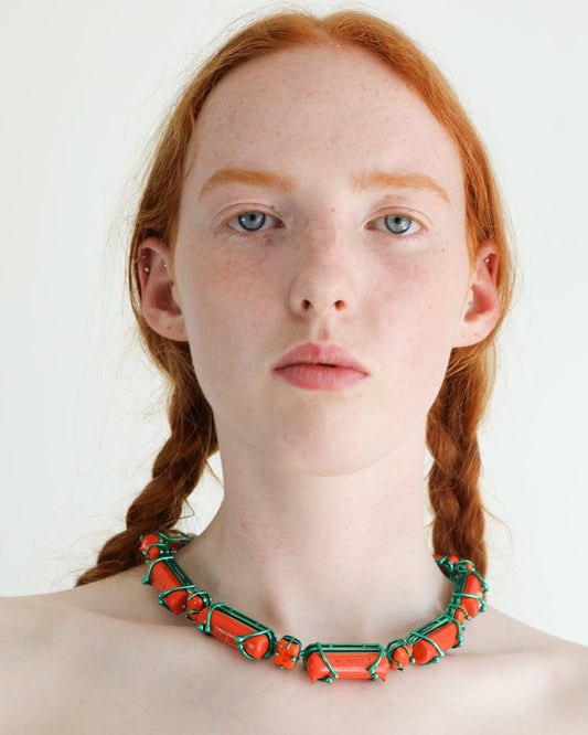 Compressed Choker and Necklace in Silver with E-waste