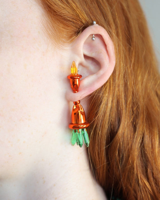 Phygital Wanderlust Orange Earring or Brooch